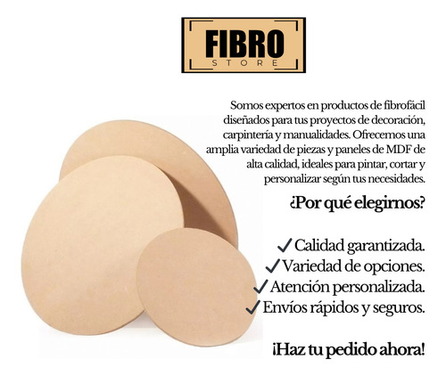 Plato De Sitio Base Redonda 40cm 9mm Mdf Fibrofacil Pack X30