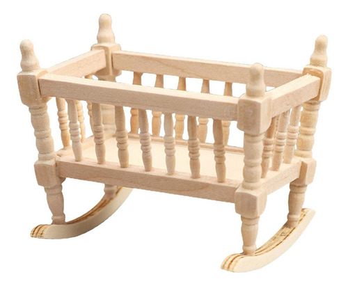 Muñeca Mini Cuna De Madera 1/12 Escala Decoración Mecedora