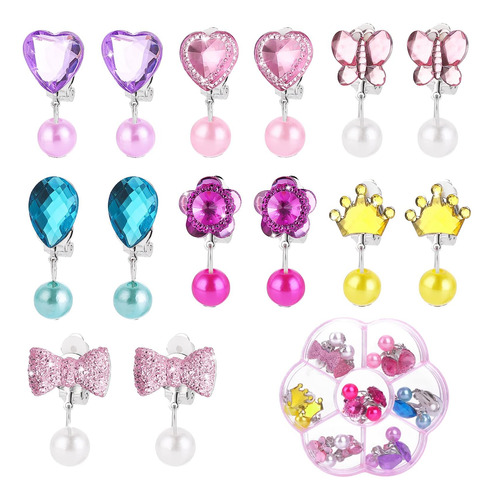 Grevosea 7 Pares De Pendientes Con Clip Para Niñas, Joyería 