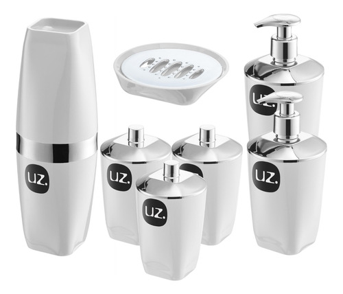 Kit Lavabo 7 Pçs Premium Porta Escova Sabonete Líquido