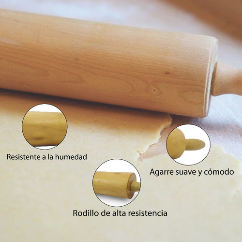 Imagen 4 de 5 de Rodillo De Madera Maciza Profesional