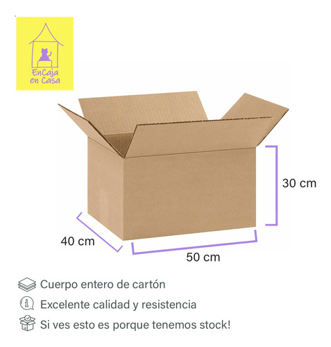 Cajas De Embalaje 50x40x30 Mudanza Caja Carton Reforzada X25 Marrón Claro