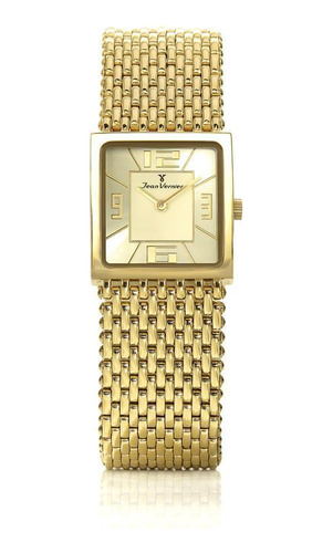 Relógio De Pulso Jean Vernier Analógico Dourado Jv00114