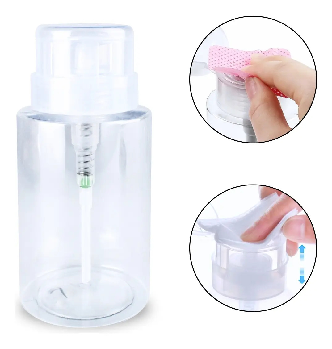 Dosador Porta Acetona E Cosméticos Pump Transparente 200 Ml Frasco Para Removedor de Esmalte Demaquilante Água Micelar Manicure