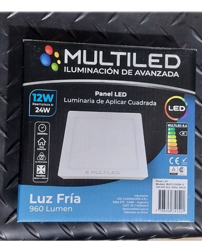 Plafon Led Multiled 12w, Cuadrado Luz Fria Blanco
