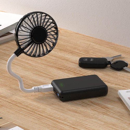 Ventilador Usb Portátil Con Cuello Negro 28x8x2,8cm