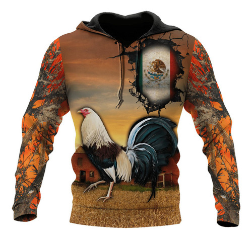 V Sudadera Con Capucha Unisex De Gallo Mexicano Sudadera Con