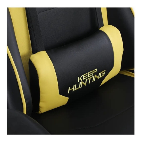 Imagen 4 de 4 de Silla Gamer Ocelot Amarilla Reclinable Ogs 150kg C/cojines
