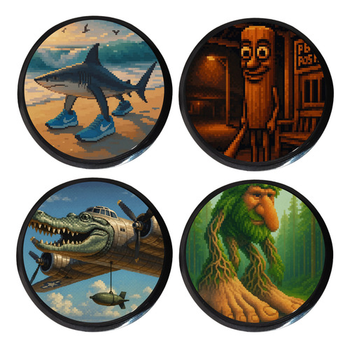 Pines Tralalero Tralala Italian Brainrot Pack X5 Unidades Blanco Pixel Art