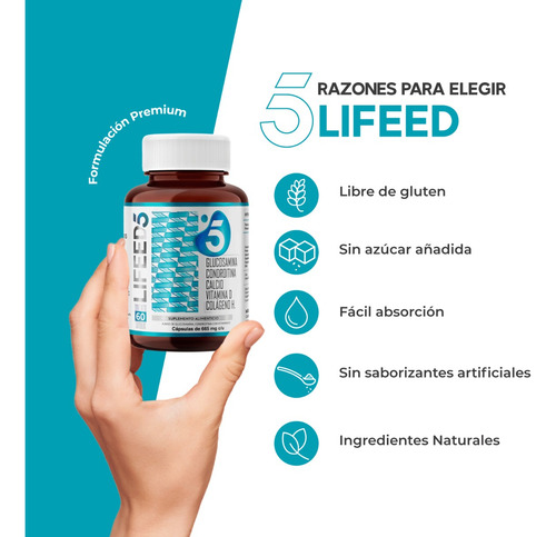 Imagen 5 de 7 de Lifeed Articulación Glucosamina Condroitina Colágeno Calcio