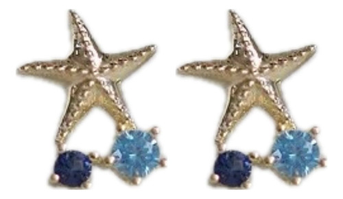 Aretes De Plata 925 Azul Zirconias Estrella Unitalla Mujer