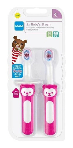 Escova Dental Baby's Brush Cabo Curto 2 Unid. 6m+ Mam ® Rosa