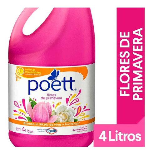 Poett Limpiador Liquido Mult Espacios Flores Primavera X4 Lt