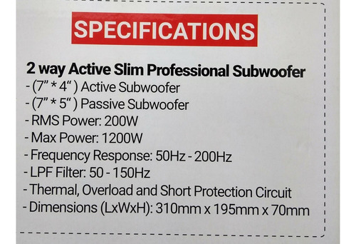 Subwoofer Activo Amplificado Plano Profesional Rock Series R