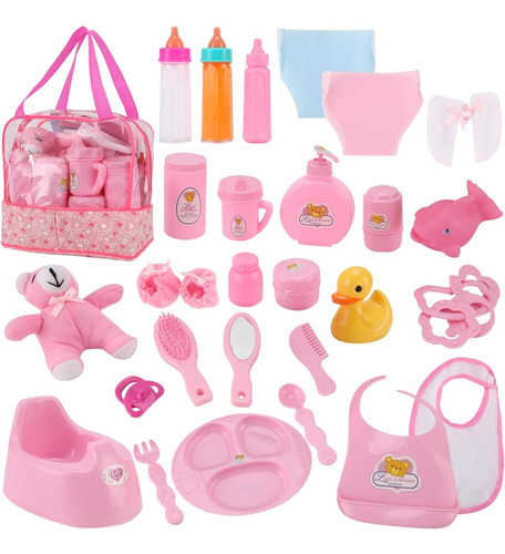 28 Pcs Baby Doll Accessories Complete Car Set - Doll Feeding