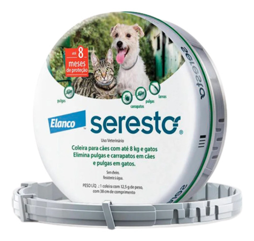 Coleira Seresto Antipulgas E Carrapatos Cães E Gatos Até 8kg