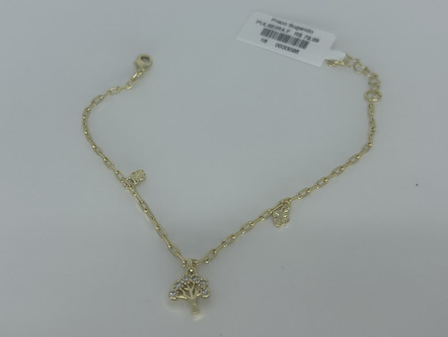 Pulseira De Elos Cartiet Com Pingente De Coração E Árvore