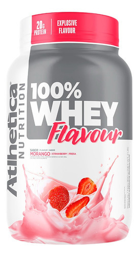 Suplemento em pó Atlhetica Nutrition  100% whey flavour PROTEINA WHEY proteínas PROTEINA WHEY sabor  morango em pote de 900g