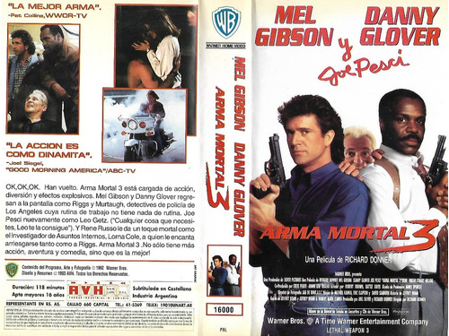Arma Mortal 3 Vhs Mel Gibson Danny Glover Joe Pesci