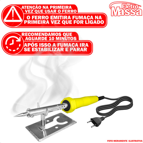 Ferro De Solda 127v 30w Com Suporte E Pasta Para Solda 110g E Carretel Estanho 30g