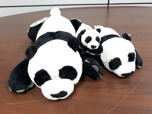 Urso Ursinho Panda 20cm + 30cm + 12cm Deitado Naninha Nici