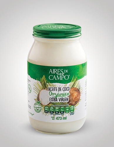 Aceite De Coco Organico Extra Virgen 473 Ml Aires De Campo