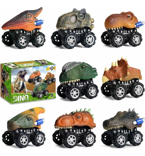 8pzs Dinosaurios Coche Juguetes Camiones Inercia Para Niños