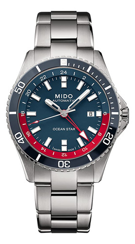 Mido Ocean Star Gmt Conjunto De Reloj Edición Especial Azul 