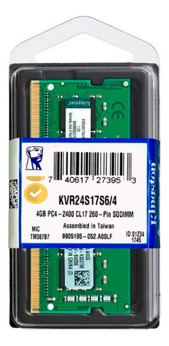 Memoria Ram Kingston Ddr4 4gb Pc4-19200 2400mhz Sodimm Lapto