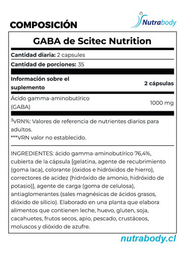 Reduce Ansiedad Y Mejora Calidad Del Sueño. Gaba - 70 Cáps.