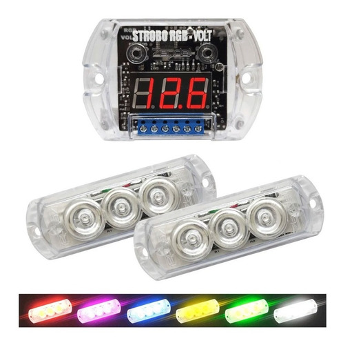 Kit Strobo Rgb Zendel 2 Faróis Super Leds Central 12 Efeitos