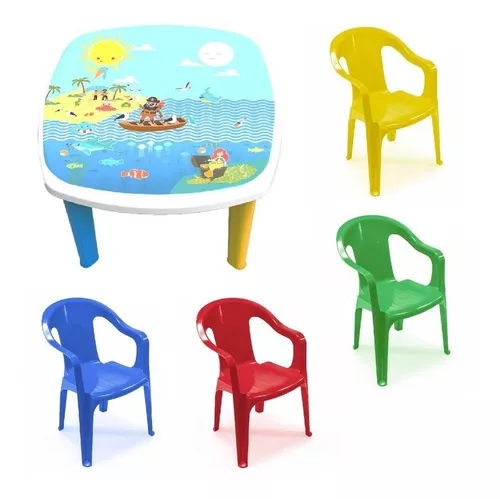 Juego De Mesa Piccola + 4 Sillas Mimo Infantil Duna