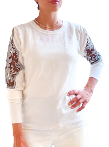 Sweater Mujer Bordado Bremer De Algodón Importado Moda
