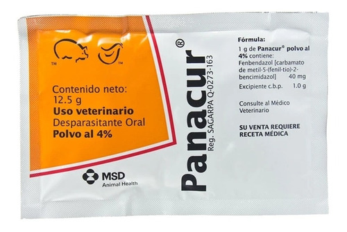 Panacur 4%, 12.5 Grs Cada Sobre & 50 Sobres & Aves, Cerdos.