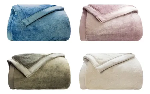 Cobertor Casal Neo Flannel 180x220cm Liso 600g Aveludado Cor