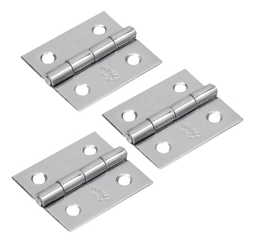 3 Dobradiça Inox Aisi 304 Com Pino Fixo Reforçada 38x34mm