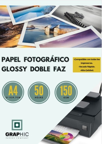 Papel Fotográfico Brillante Doble Cara 150gr A4 100hojas Pgc