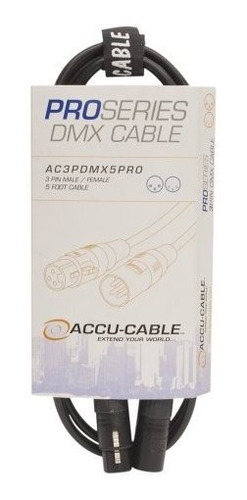 Cable Accu Ac3pdmx5pro 3pin 5 Ft Dmx Cable