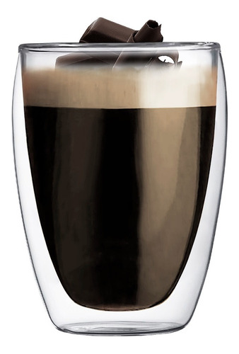 Imagen 6 de 10 de Vaso Doble Vidrio Transparente 350 Cc Cafe Agua Vino.