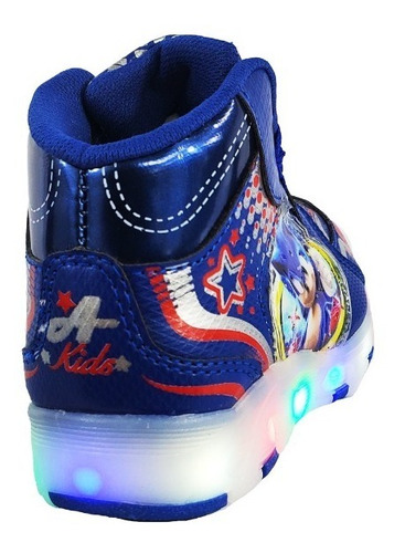 Tenis Niño Bota Sonic Luces Led Azul Botin The Hedgehog