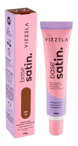 Base de maquiagem Vizzela Vegana Satin tom cor 16 - 30mL 30g