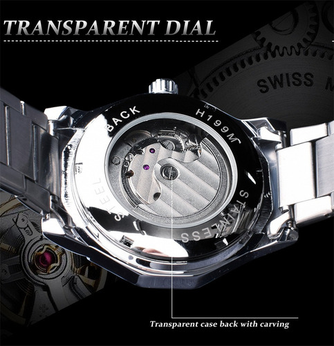 Hyt. Reloj Mecánico Automático 199 De Acero Inoxidable