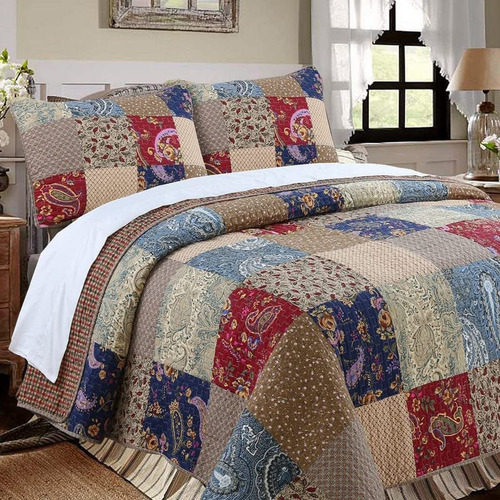 Sanders Floral Paisley Patchwork Rod Pocket Drapes 2 Pi...