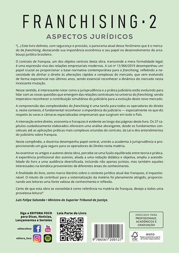 Franchising - Aspectos Jurídicos - 1ª Ed - 2024 - Volume 2, De Valério Tiago; Travain., Vol. 2. Editorial Foco Juridico, Capa Mole Em Português, 2024