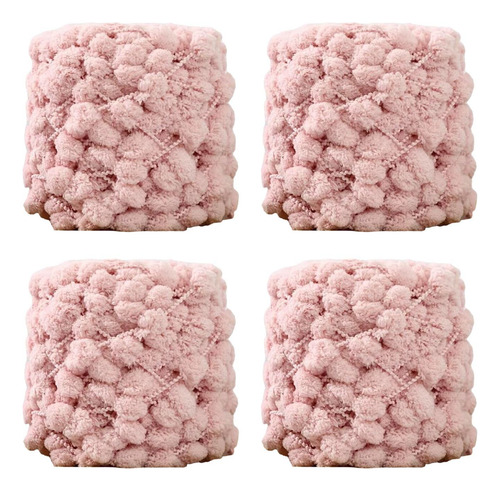 Hilo Grueso De Pompón, 4 Bolas, Cómodo Para Tejer A Rosa