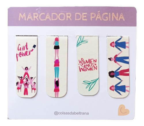 Kit 4 Marcadores De Páginas Magnéticos Exclusivos Girl Power