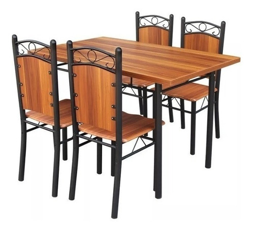 Juego Comedor 4 Sillas + Mesa Desayunador Caño Retro Mdf LG