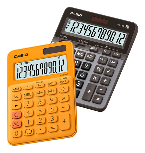 2 Calculadoras De Escritorio Casio Gx-120b + Ms-20uc Colores