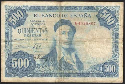  Espanha 500 Pesetas E 100 Pesetas 1954 2 Ceduas