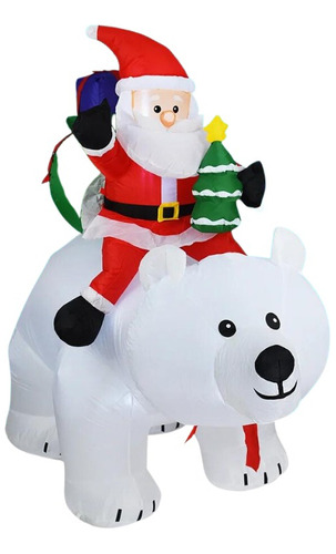 Papai Noel Gigante Inflável Natal Urso Polar Decoração Luz Cor Papai noel sentado urso polar 1,70 m 110V/220V